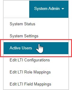 Active Users is an option under System Admin menu on the System Homepage.
